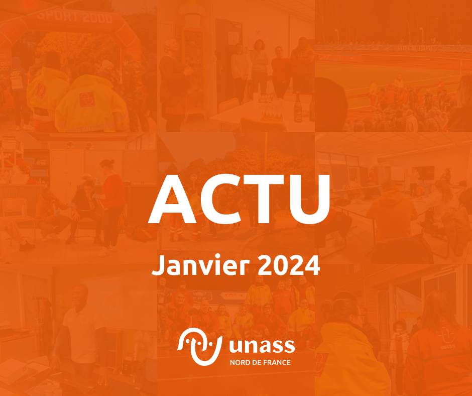 Graphisme de couverture des actualité du mois de janvier 2024 Unass nord de france